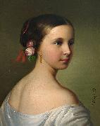unknow artist Portrait of a young woman with roses in her hair France oil painting artist
